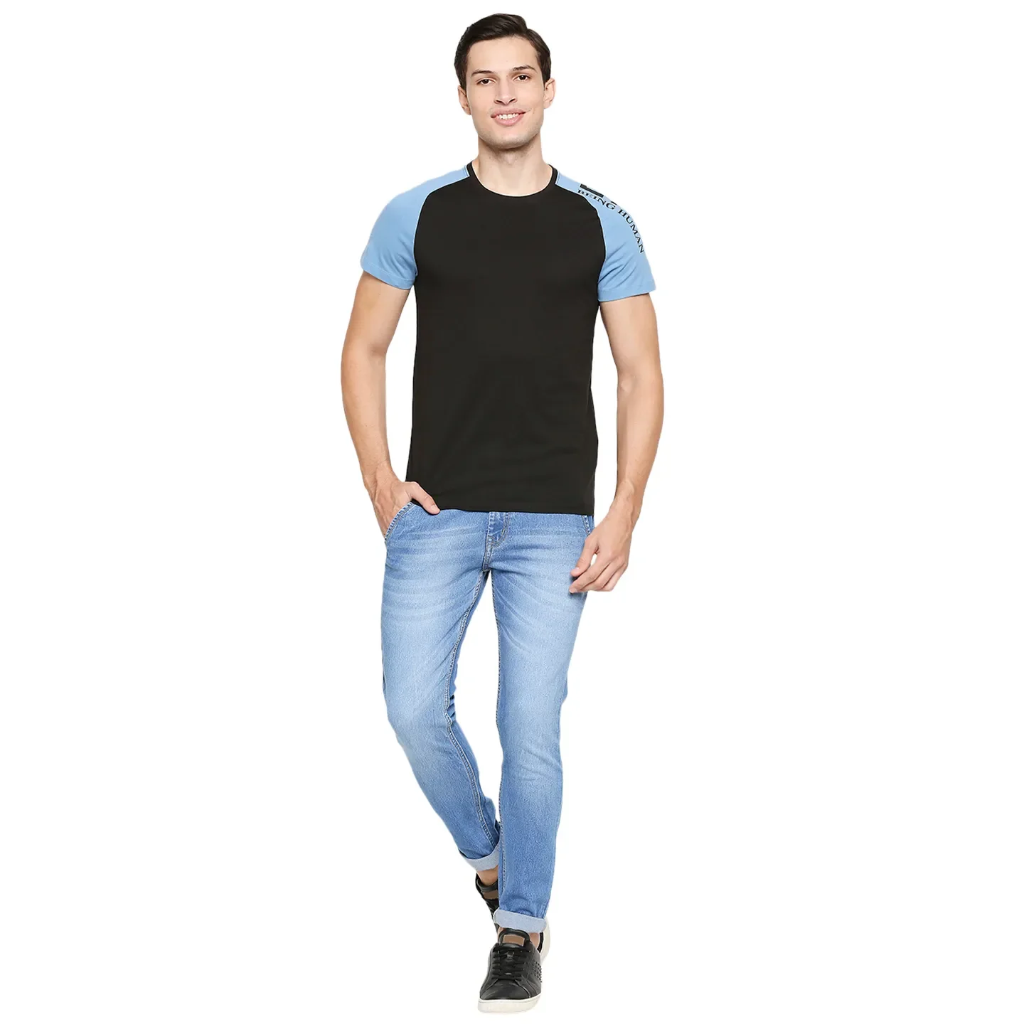 Black Regular Fit Men's Short Sleeves T-Shirt by Being Human Clothing - Image 13