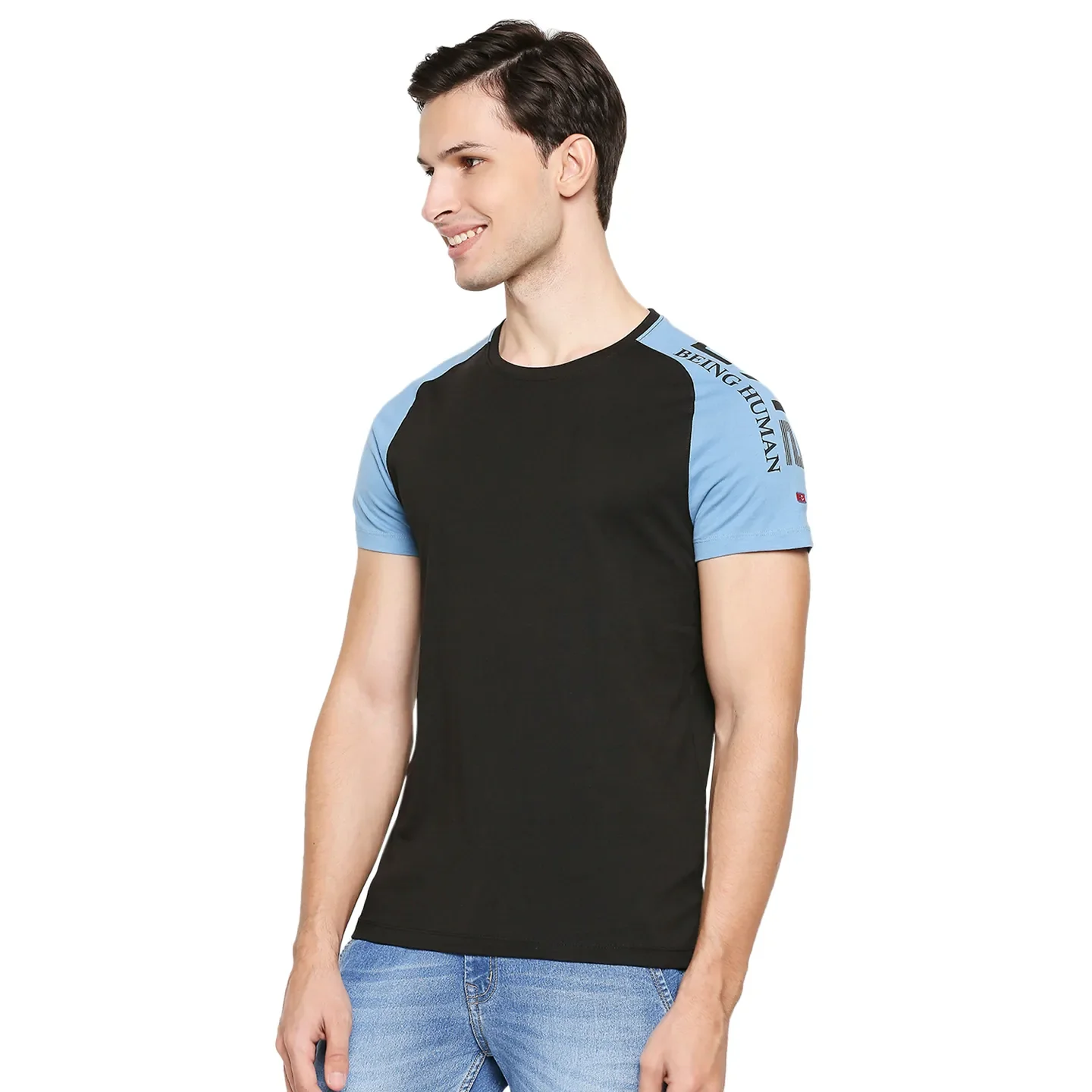 Black Regular Fit Men's Short Sleeves T-Shirt by Being Human Clothing - Image 2