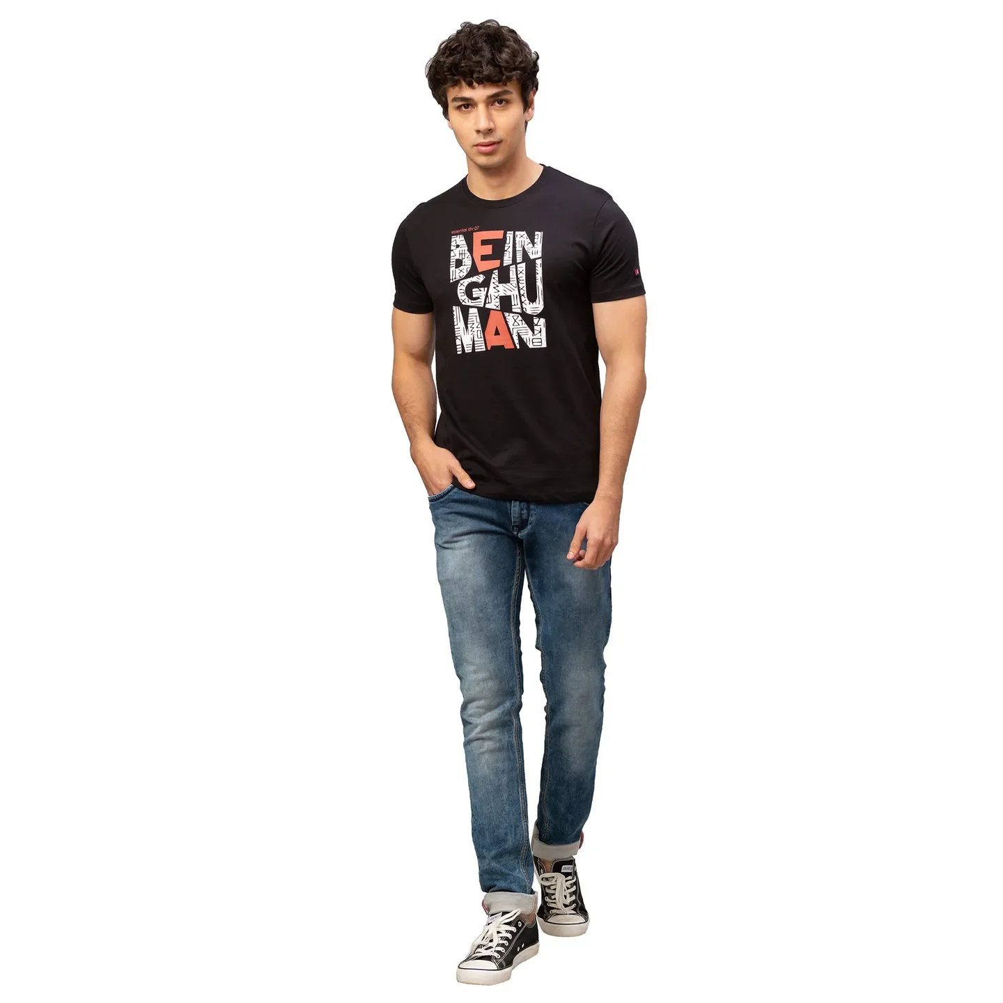 Black Regular Fit Men's Short Sleeves T-Shirt by Being Human Clothing - Image 5