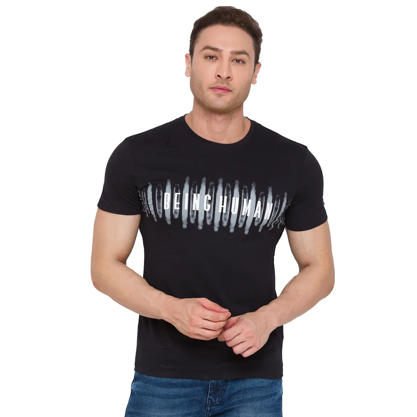 Black Regular Fit Men's Short Sleeves T-Shirt by Being Human Clothing