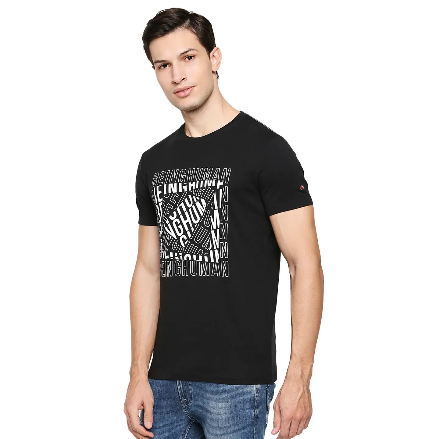 Black Regular Fit Men's Short Sleeves T-Shirt by Being Human Clothing - Image 2