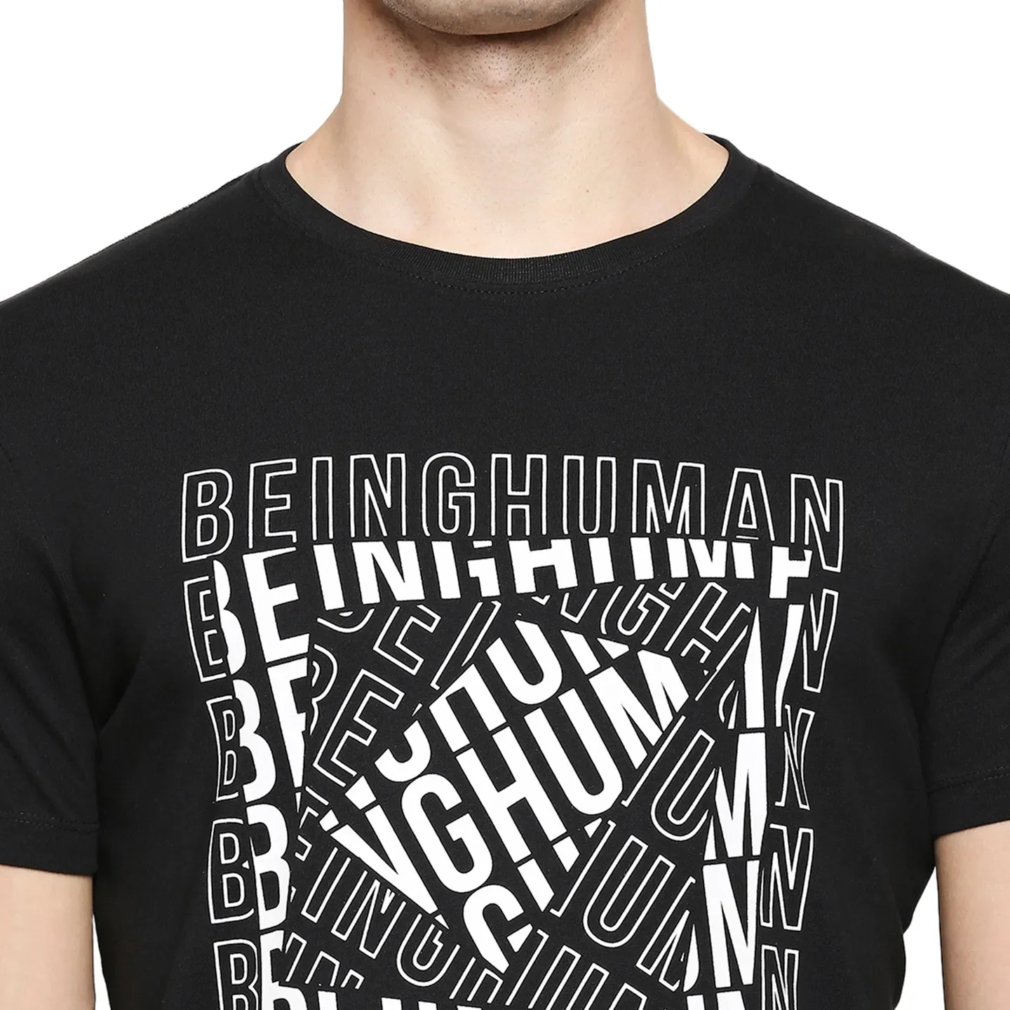 Black Regular Fit Men's Short Sleeves T-Shirt by Being Human Clothing - Image 5