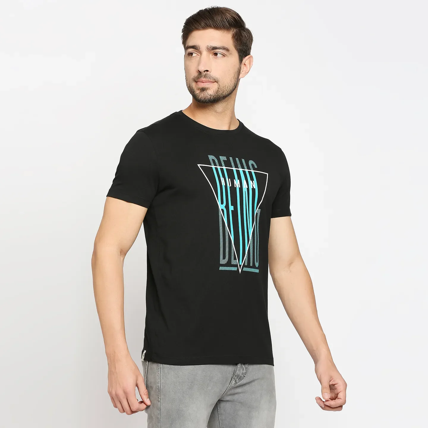 Black Regular Fit Men's Short Sleeves T-Shirt by Being Human Clothing - Image 3