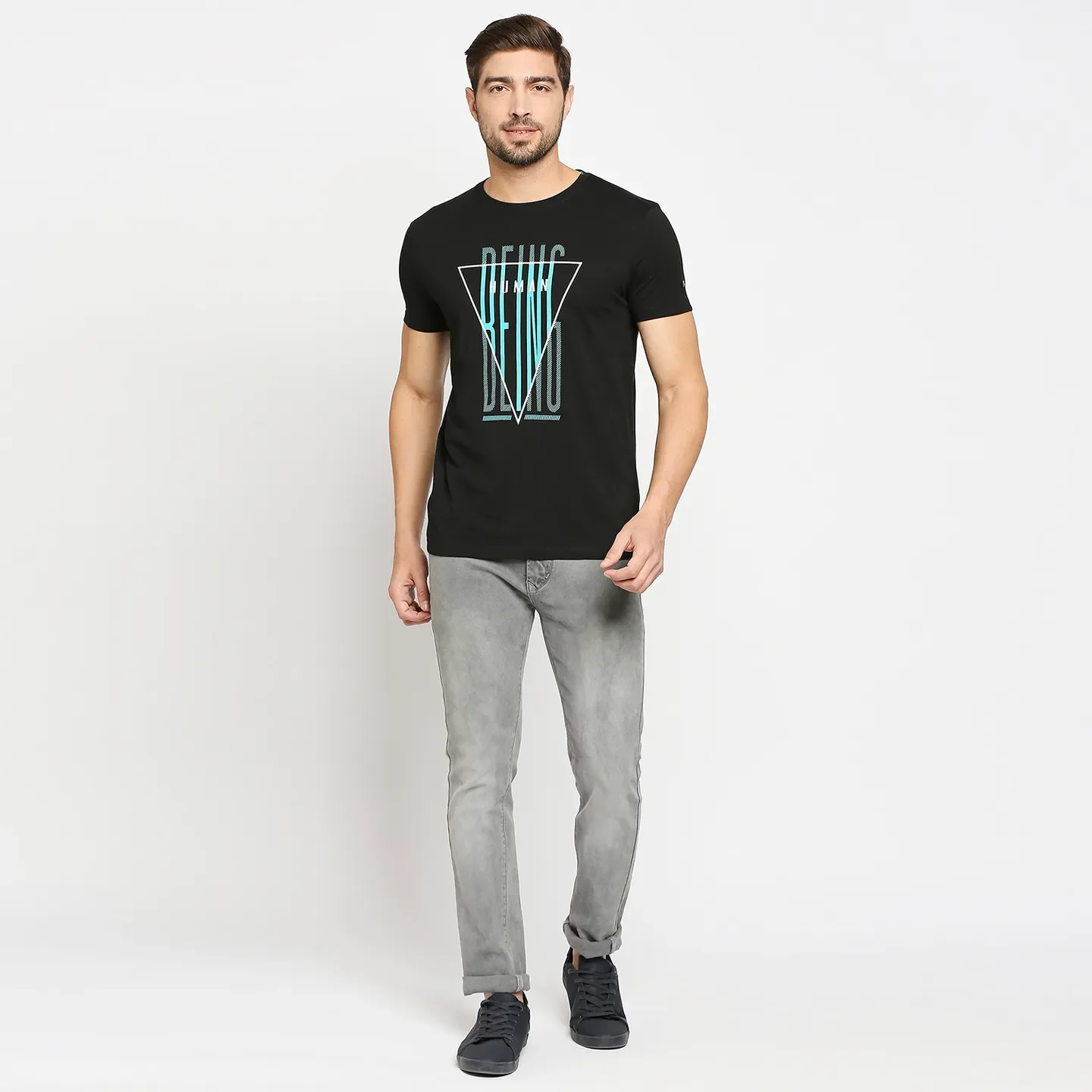 Black Regular Fit Men's Short Sleeves T-Shirt by Being Human Clothing - Image 6