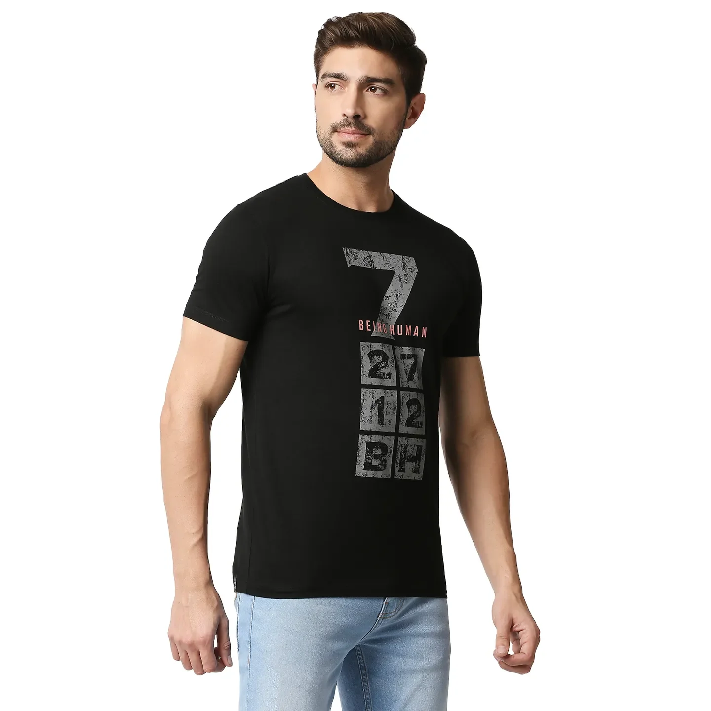 Black Regular Fit Men's Short Sleeves T-Shirt by Being Human Clothing - Image 3