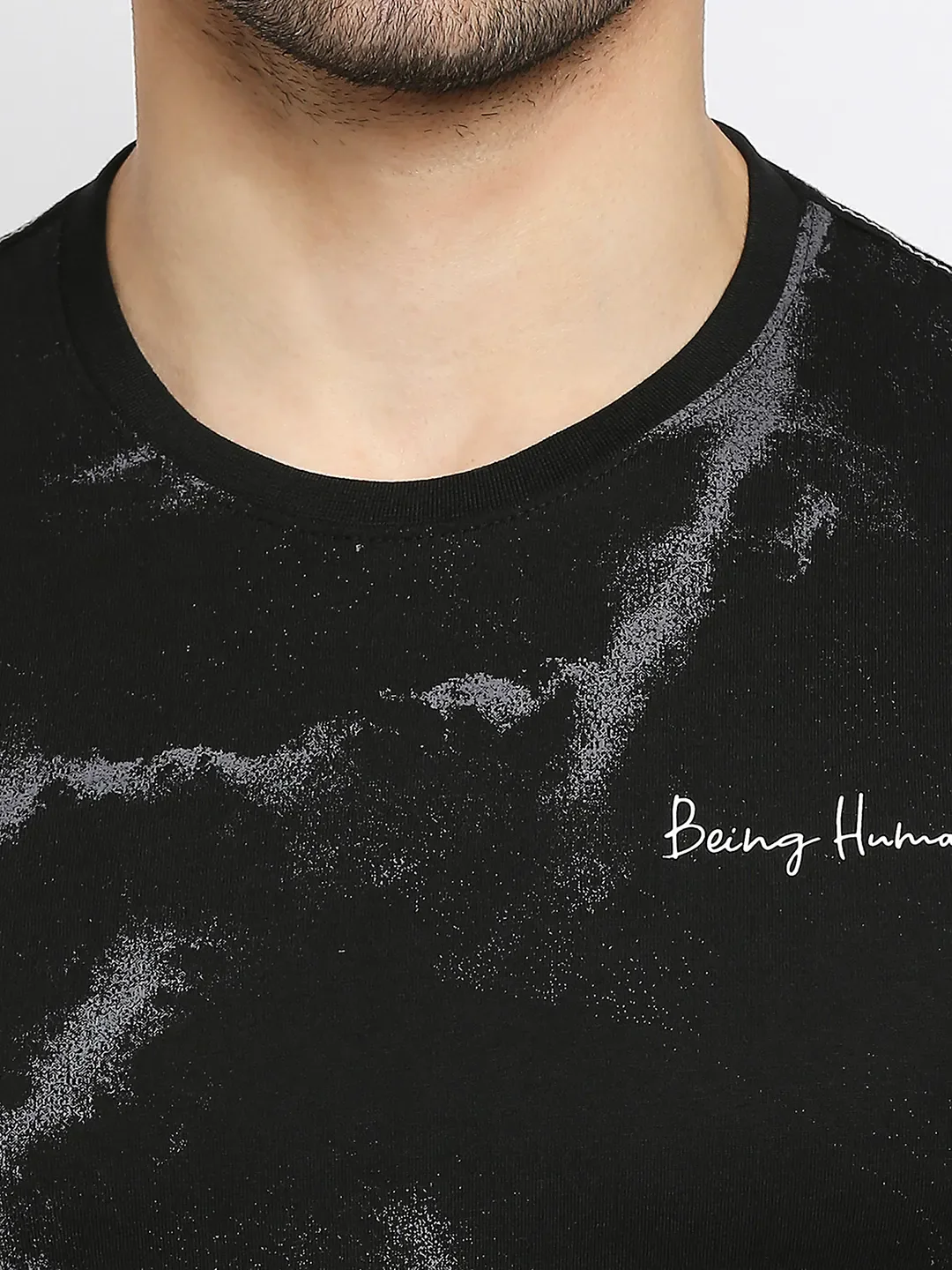 Black Regular Fit Men's Short Sleeves T-Shirt by Being Human Clothing - Image 2