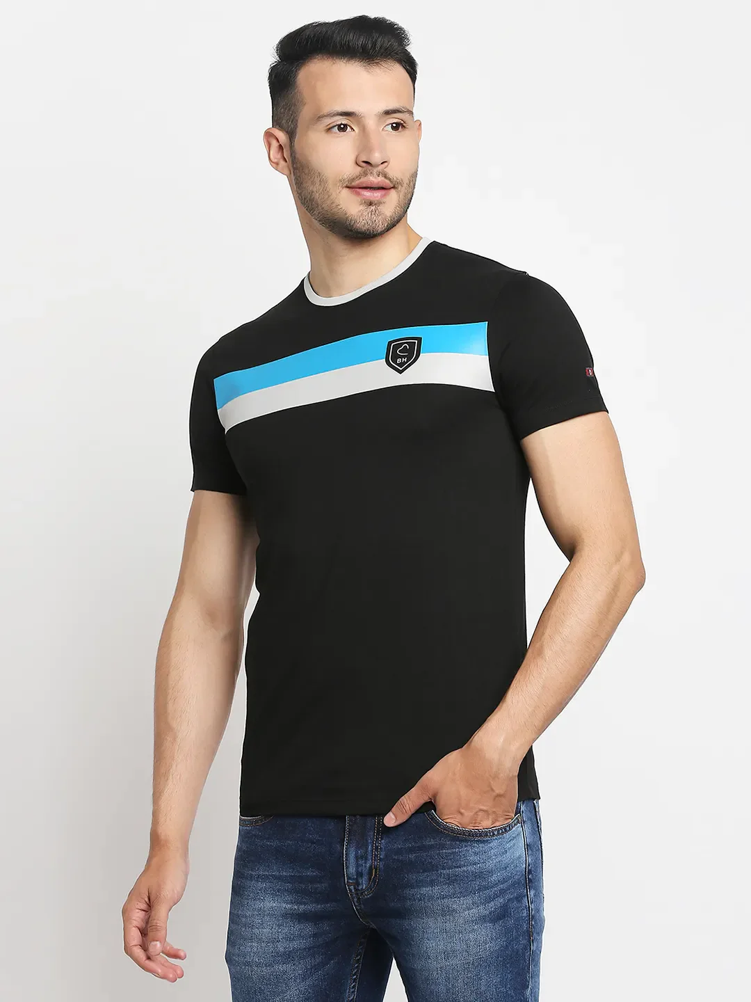 Black Regular Fit Men's Short Sleeves T-Shirt by Being Human Clothing - Image 5