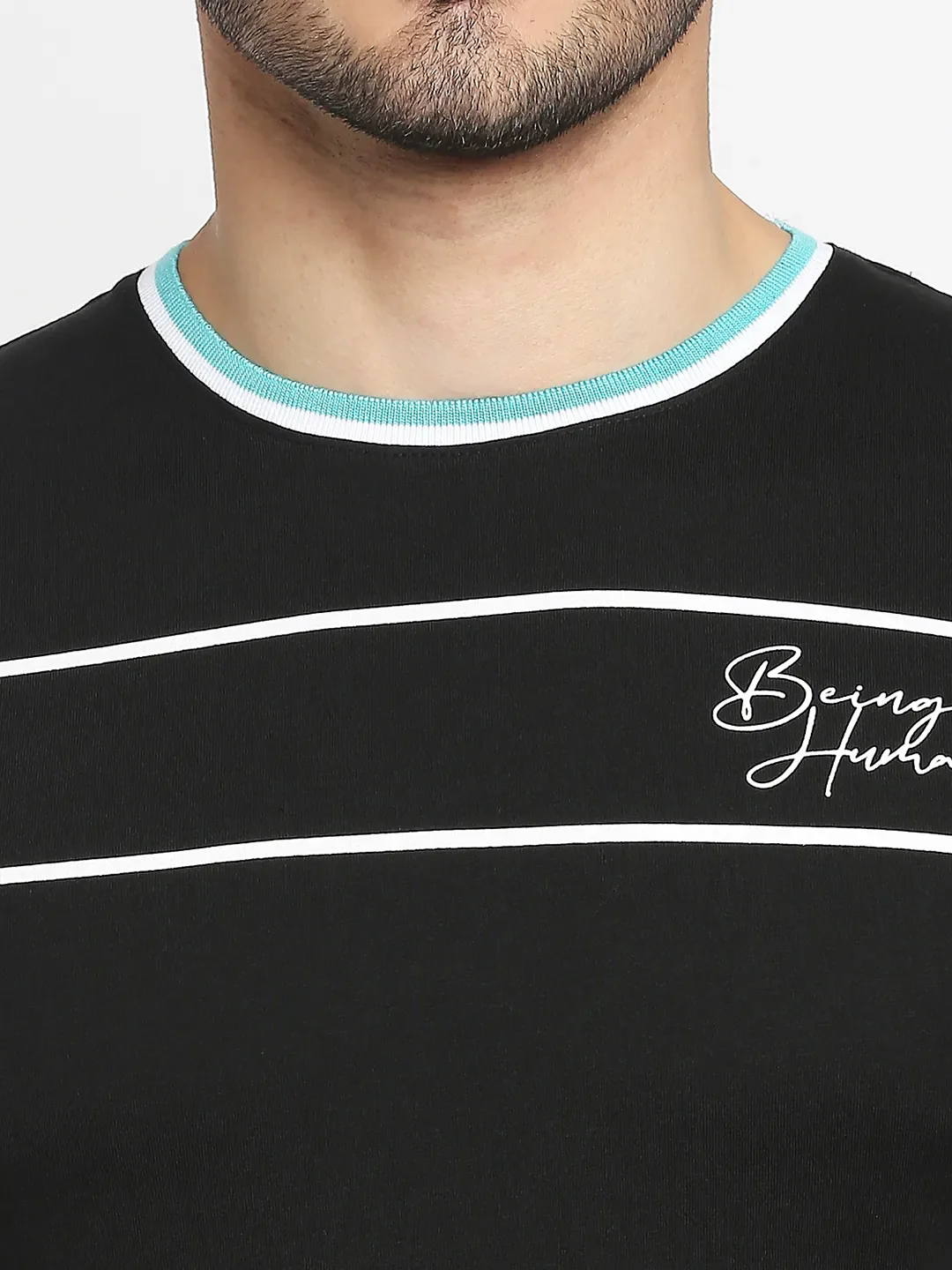 Black Regular Fit Men's Short Sleeves T-Shirt by Being Human Clothing