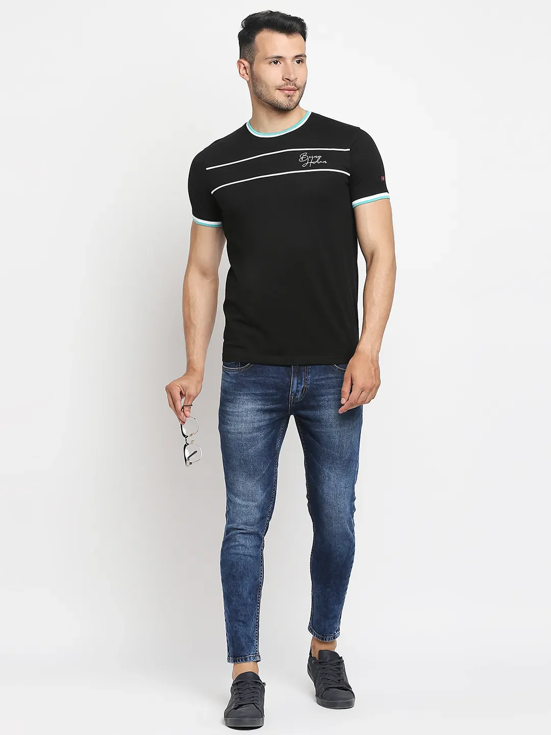 Black Regular Fit Men's Short Sleeves T-Shirt by Being Human Clothing - Image 10