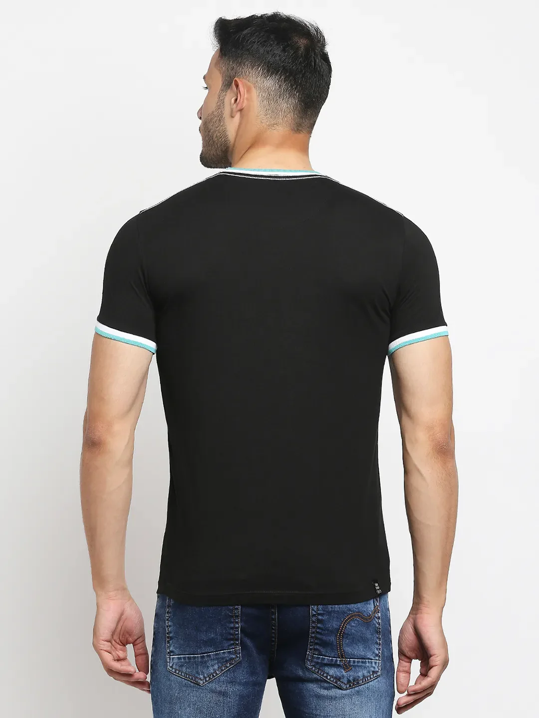 Black Regular Fit Men's Short Sleeves T-Shirt by Being Human Clothing - Image 2