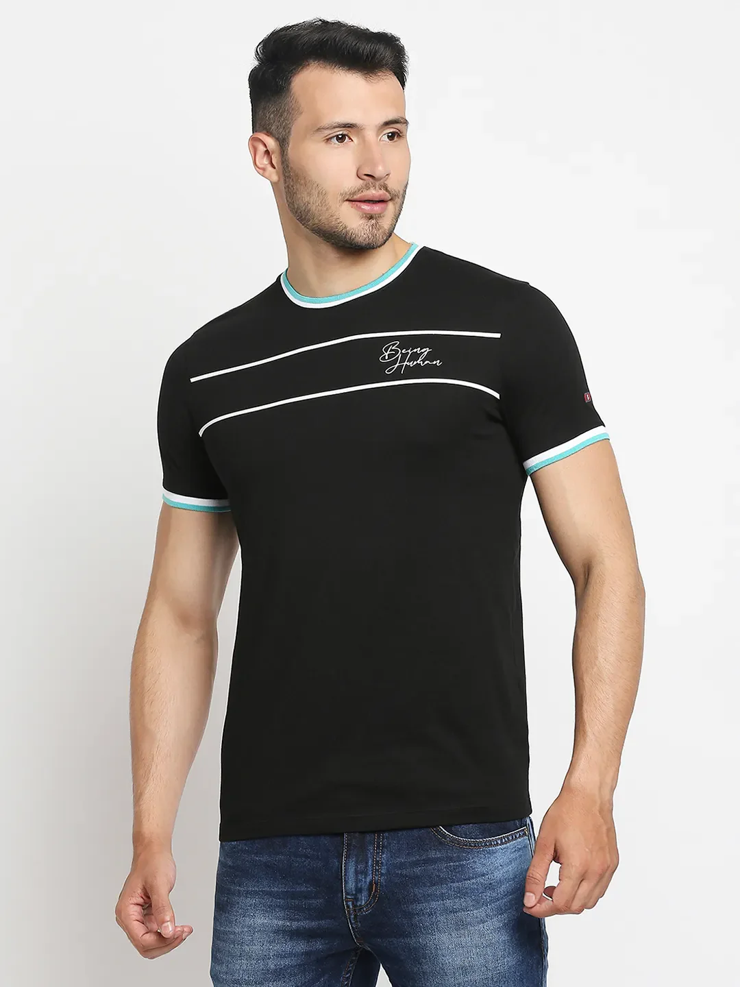 Black Regular Fit Men's Short Sleeves T-Shirt by Being Human Clothing - Image 4