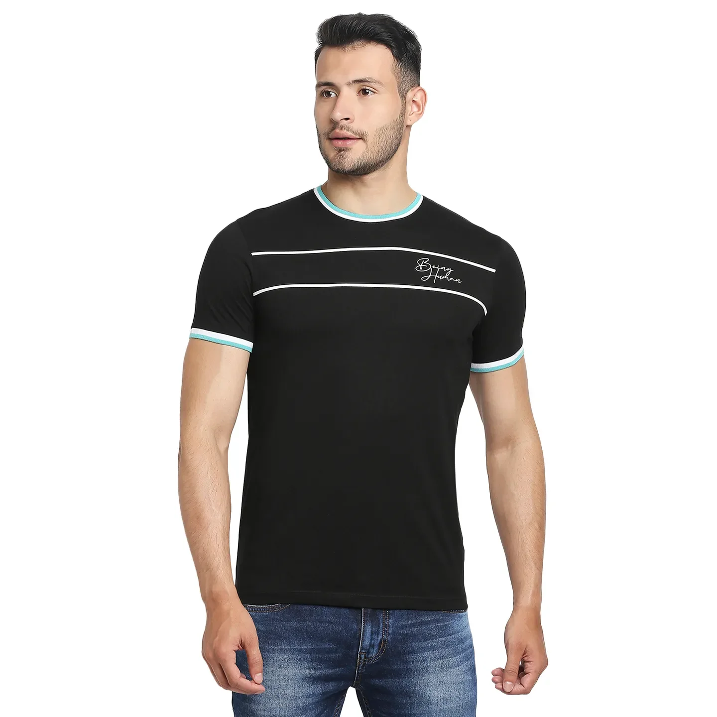 Black Regular Fit Men's Short Sleeves T-Shirt by Being Human Clothing - Image 5