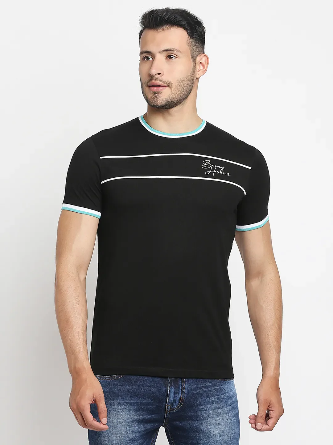 Black Regular Fit Men's Short Sleeves T-Shirt by Being Human Clothing - Image 7
