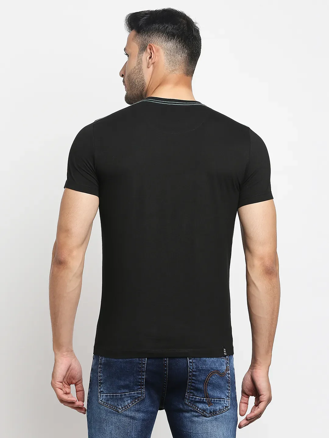 Black Regular Fit Men's Short Sleeves T-Shirt by Being Human Clothing - Image 3