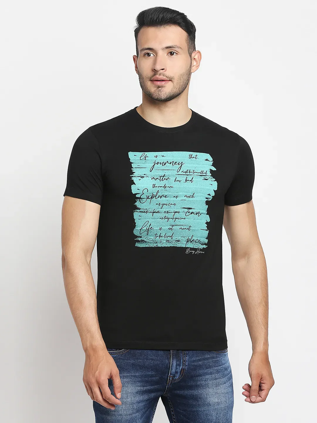 Black Regular Fit Men's Short Sleeves T-Shirt by Being Human Clothing - Image 5