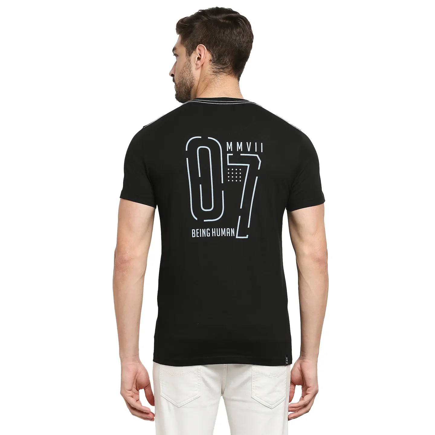 Black Regular Fit Men's Short Sleeves T-Shirt by Being Human Clothing - Image 4