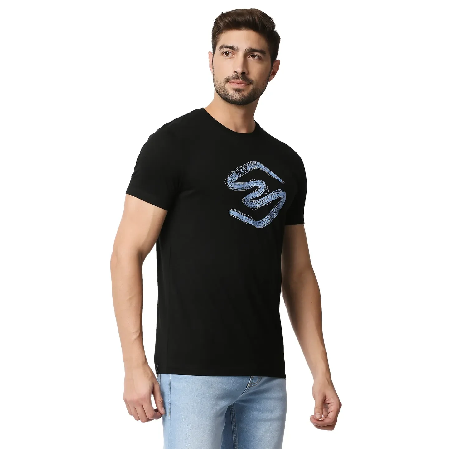 Black Regular Fit Men's Short Sleeves T-Shirt by Being Human Clothing - Image 3