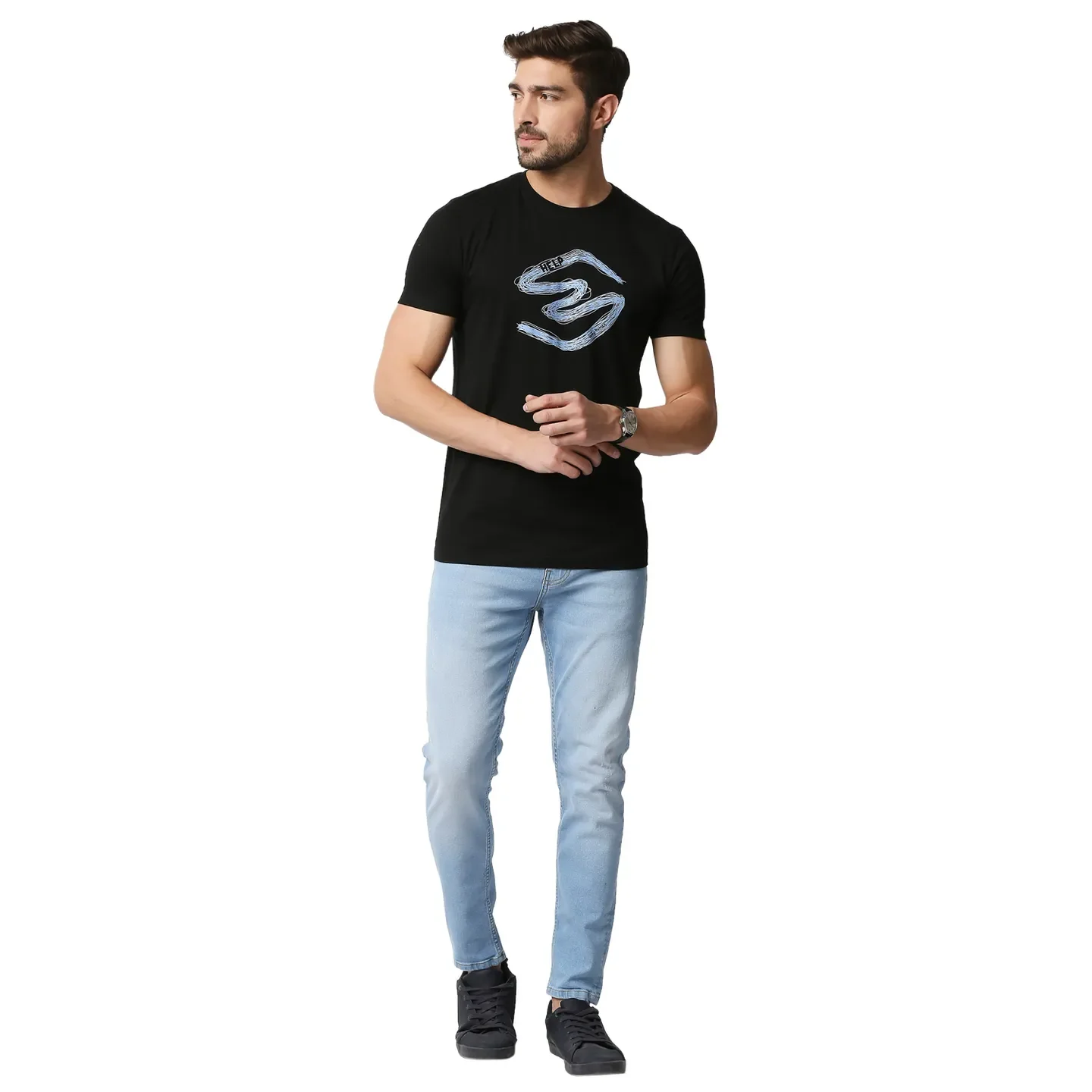 Black Regular Fit Men's Short Sleeves T-Shirt by Being Human Clothing - Image 6