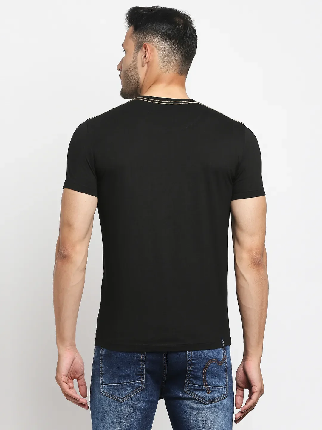 Black Regular Fit Men's Short Sleeves T-Shirt by Being Human Clothing - Image 3