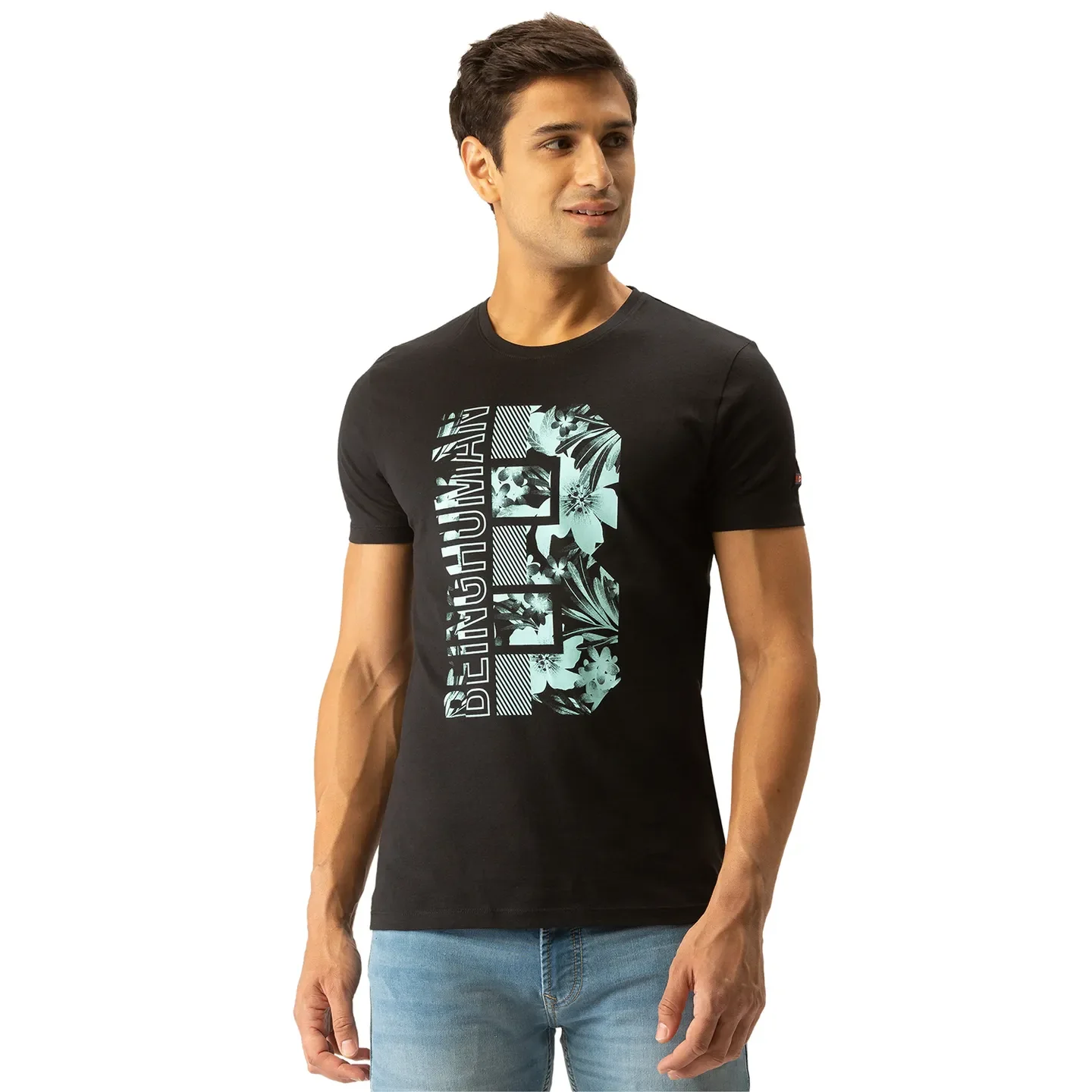 Black Regular Fit Men's Short Sleeves T-Shirt by Being Human Clothing