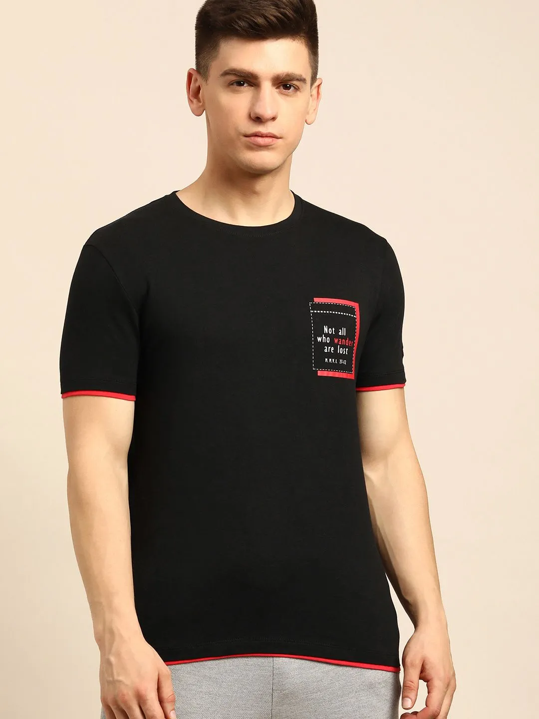 Black Regular Fit Men's Short Sleeves T-Shirt by Being Human Clothing
