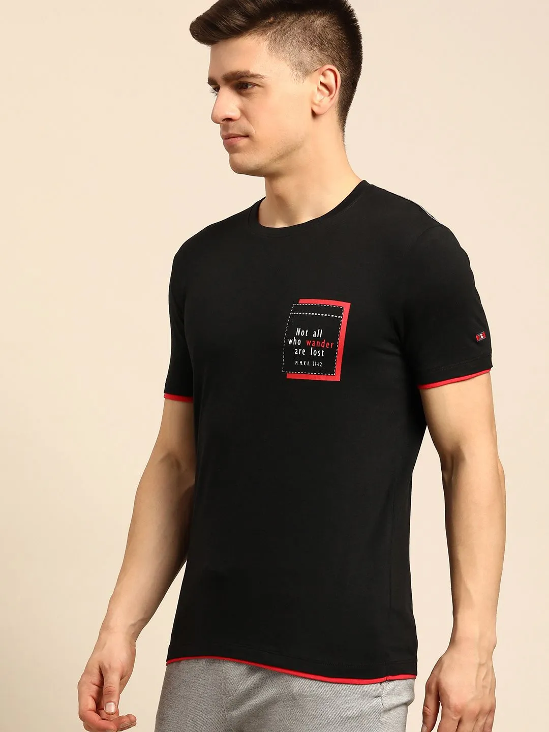 Black Regular Fit Men's Short Sleeves T-Shirt by Being Human Clothing - Image 4