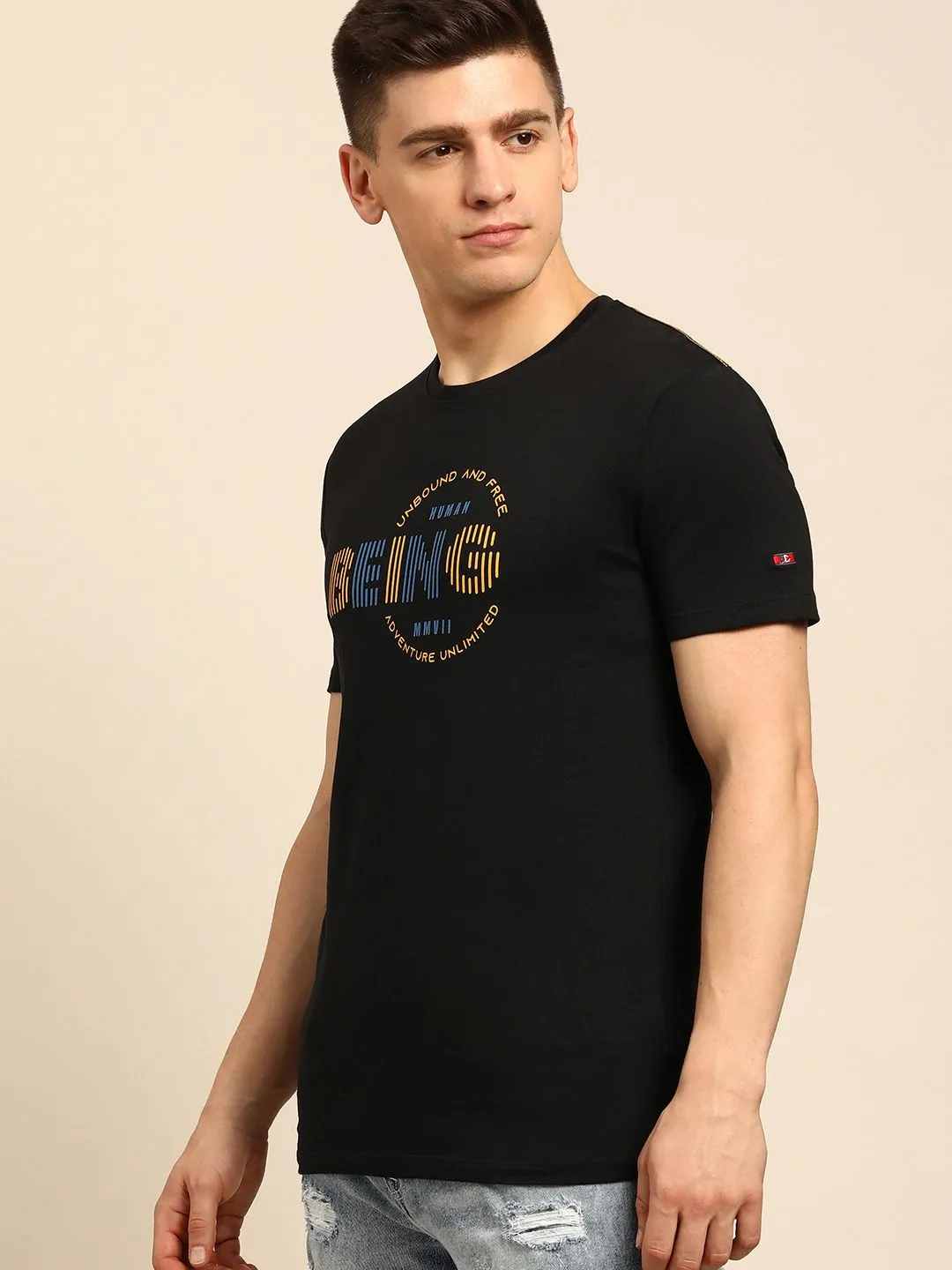 Black Regular Fit Men's Short Sleeves T-Shirt by Being Human Clothing - Image 4