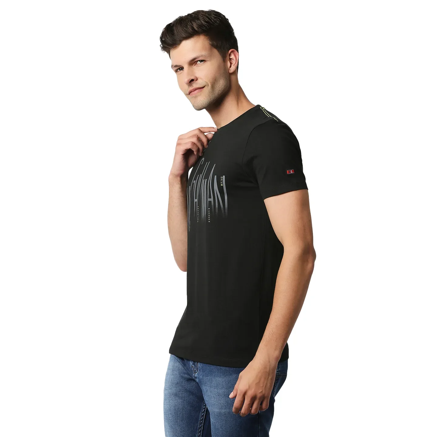 Black Slim Straight Fit Men's Short Sleeves T-Shirt by Being Human Clothing - Image 2
