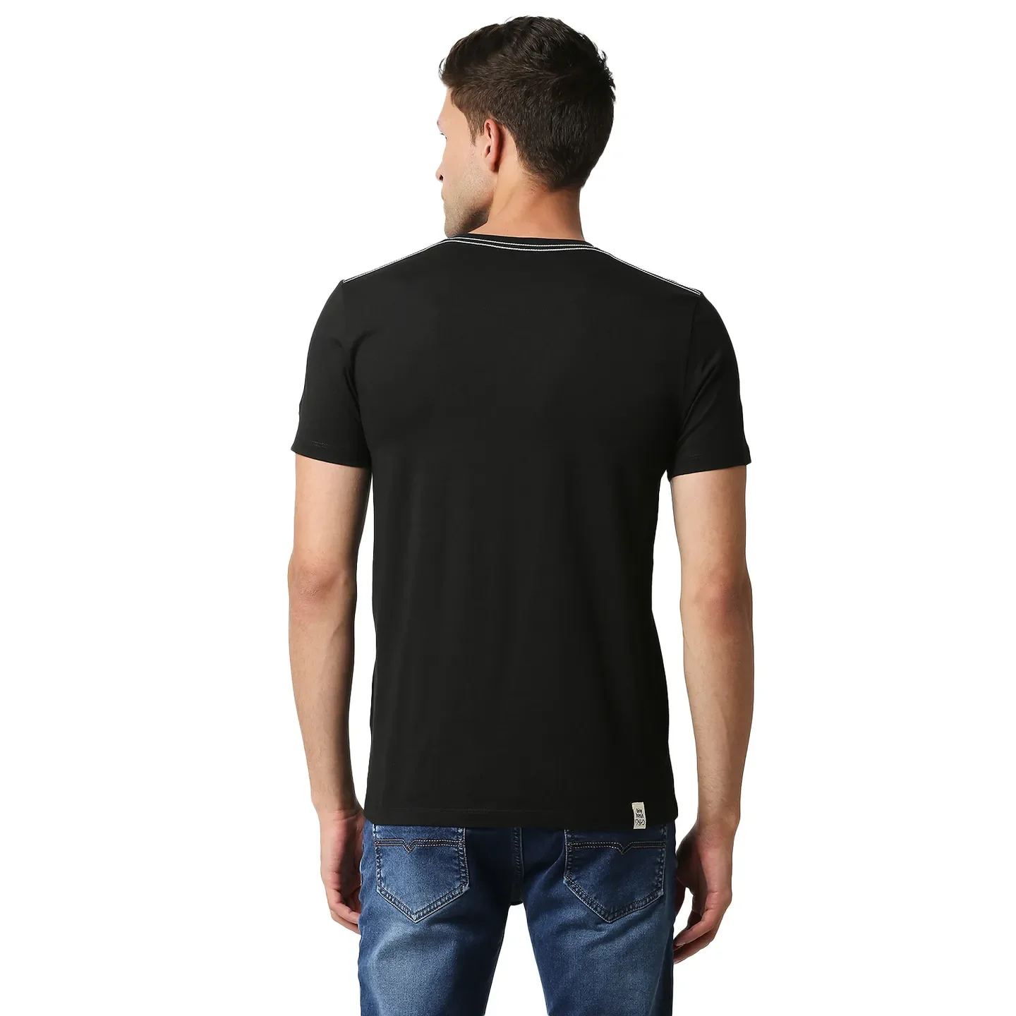 Black Regular Fit Round Neck Men's T-Shirt by Being Human Clothing - Image 3