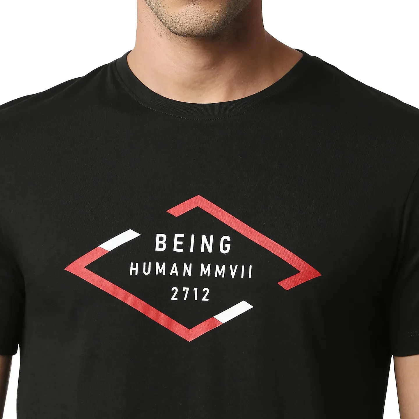 Black Regular Fit Round Neck Men's T-Shirt by Being Human Clothing - Image 4