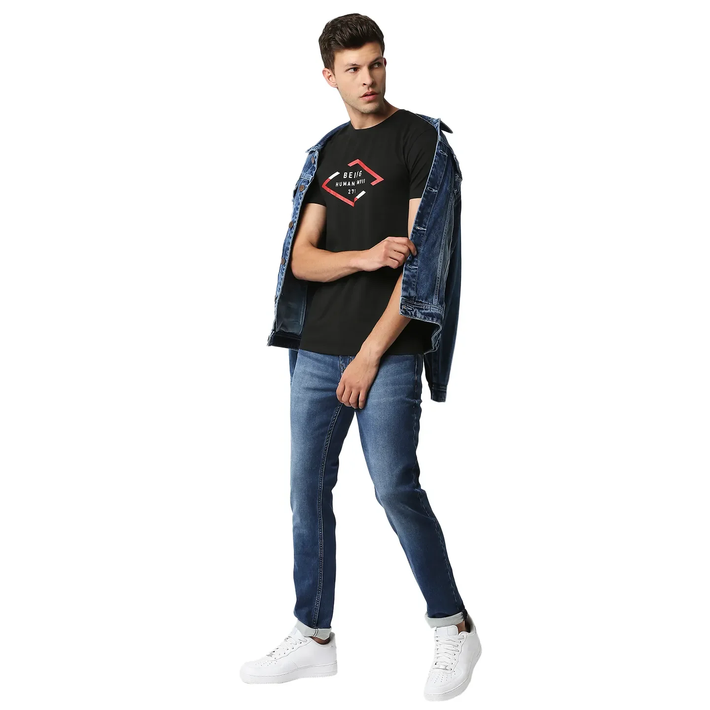Black Regular Fit Round Neck Men's T-Shirt by Being Human Clothing - Image 5