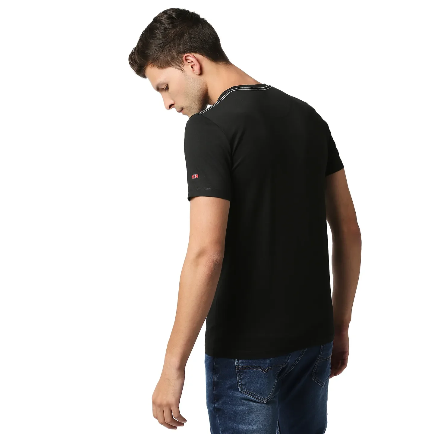 Black Regular Fit Men's Short Sleeves T-Shirt by Being Human Clothing - Image 4