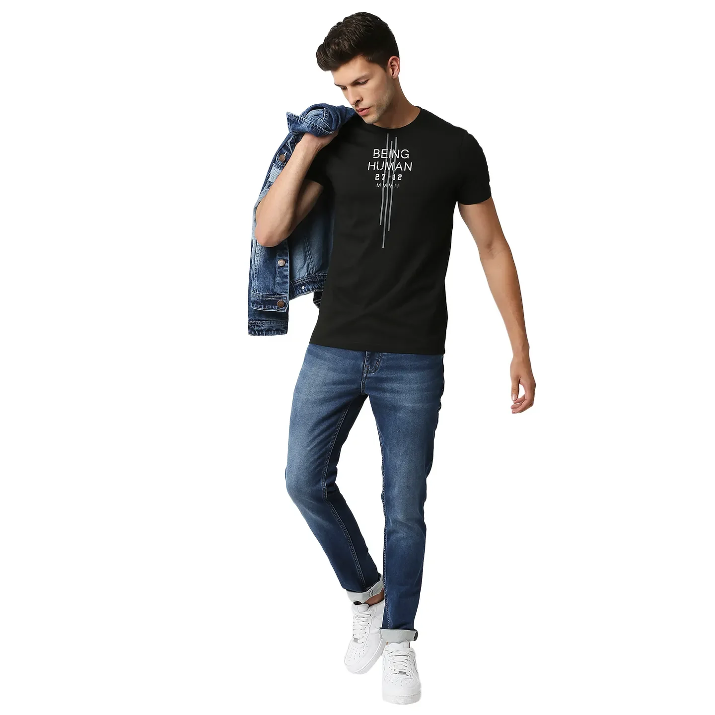 Black Regular Fit Men's Short Sleeves T-Shirt by Being Human Clothing - Image 6