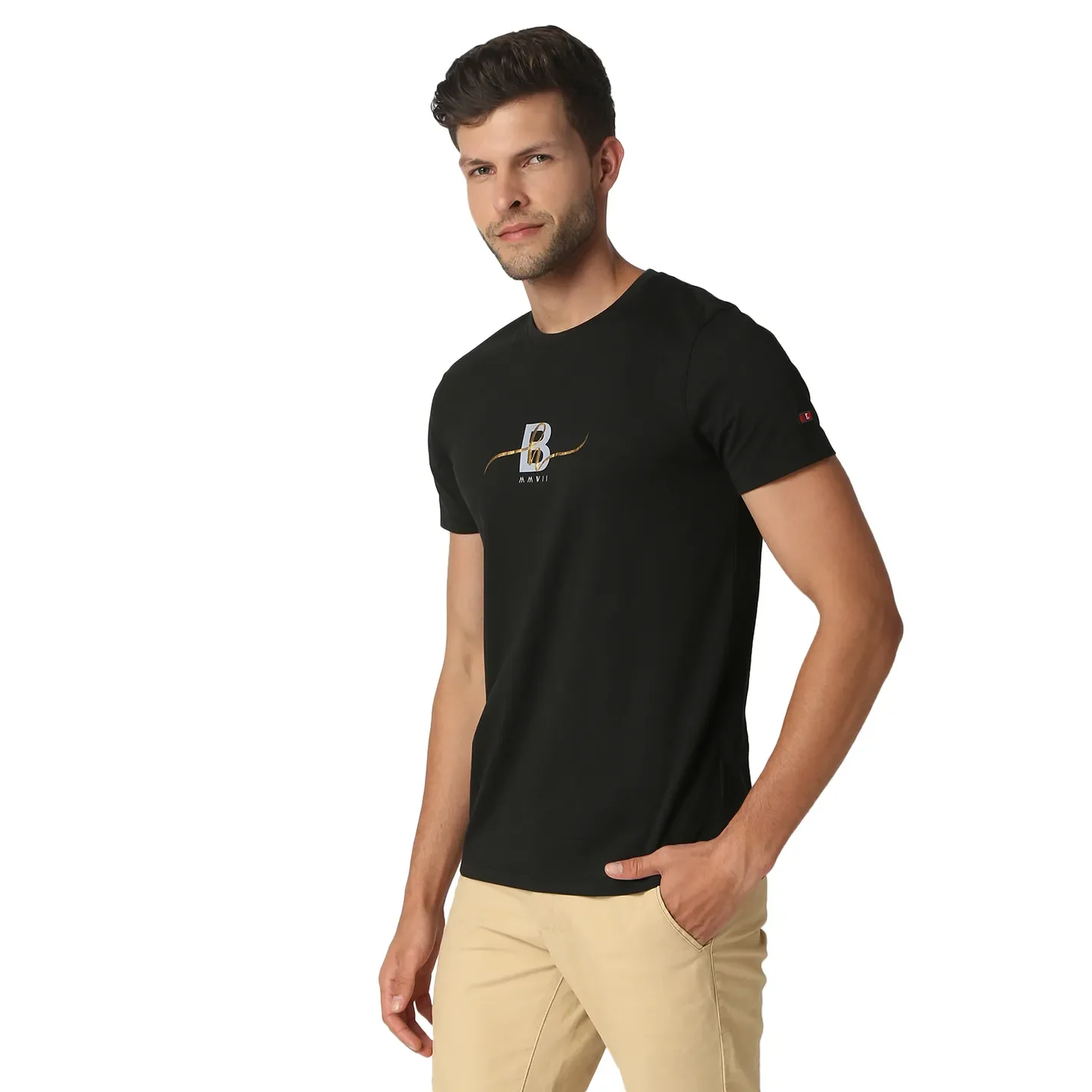 Black Regular Fit Men's Short Sleeves T-Shirt by Being Human Clothing - Image 2