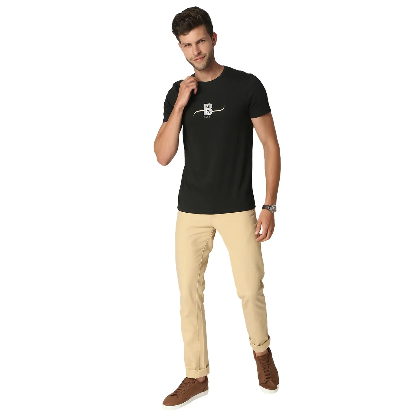 Black Regular Fit Men's Short Sleeves T-Shirt by Being Human Clothing - Image 5
