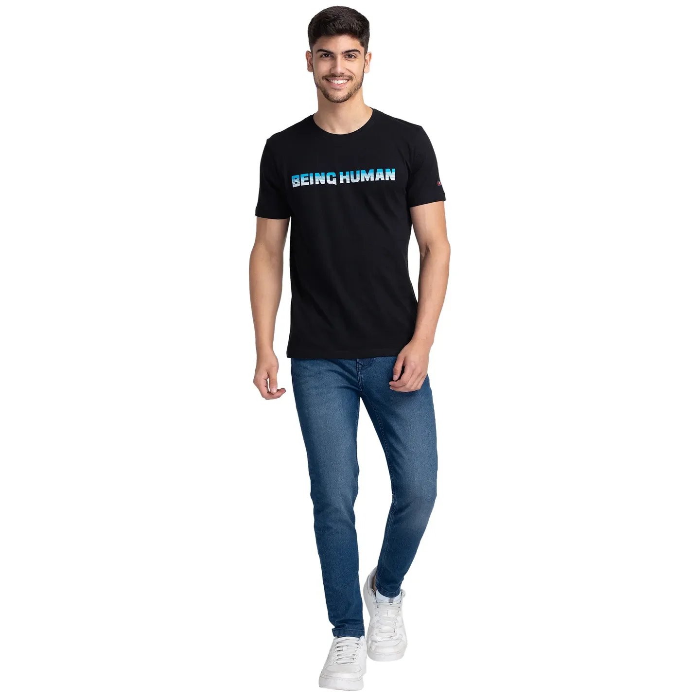 Black Regular Fit Men's Short Sleeves T-Shirt by Being Human Clothing - Image 2