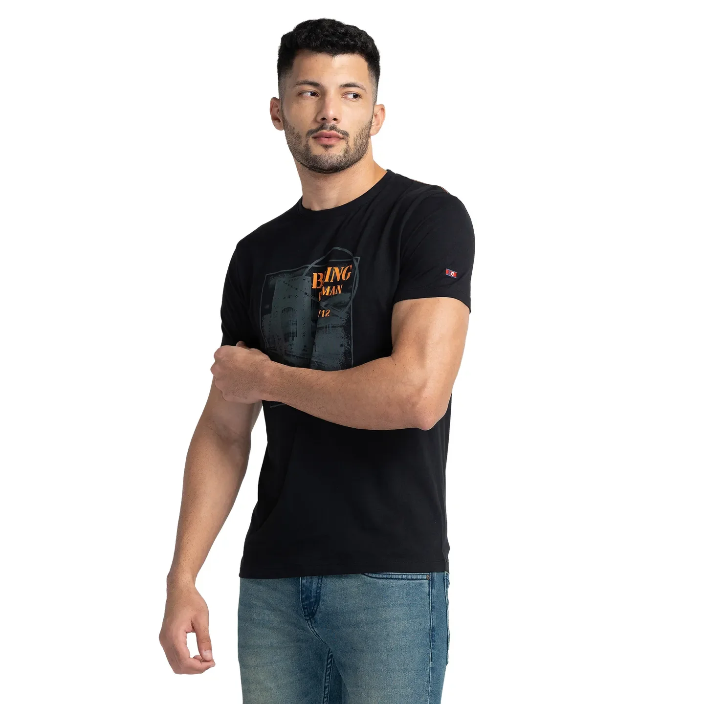 Black Regular Fit Men's Short Sleeves T-Shirt by Being Human Clothing - Image 4