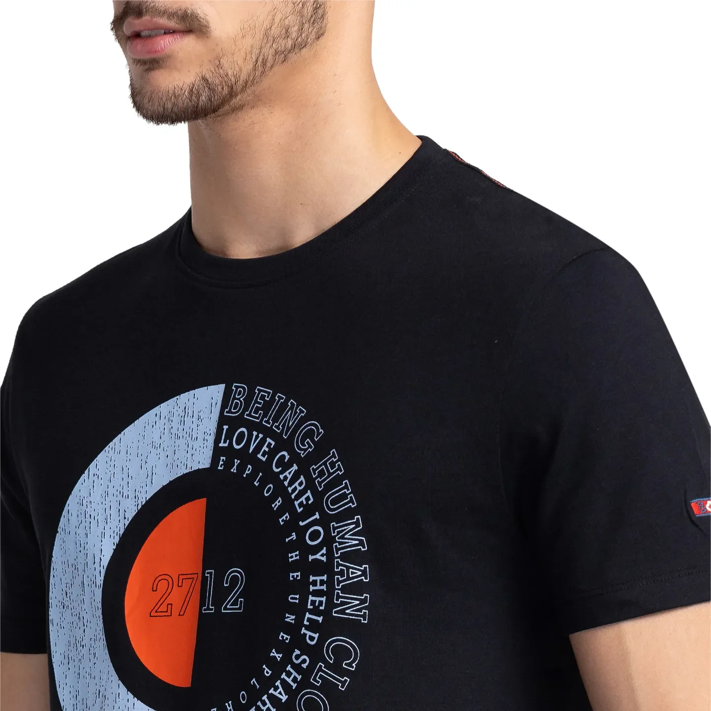 Black Regular Fit Men's Short Sleeves T-Shirt by Being Human Clothing - Image 5