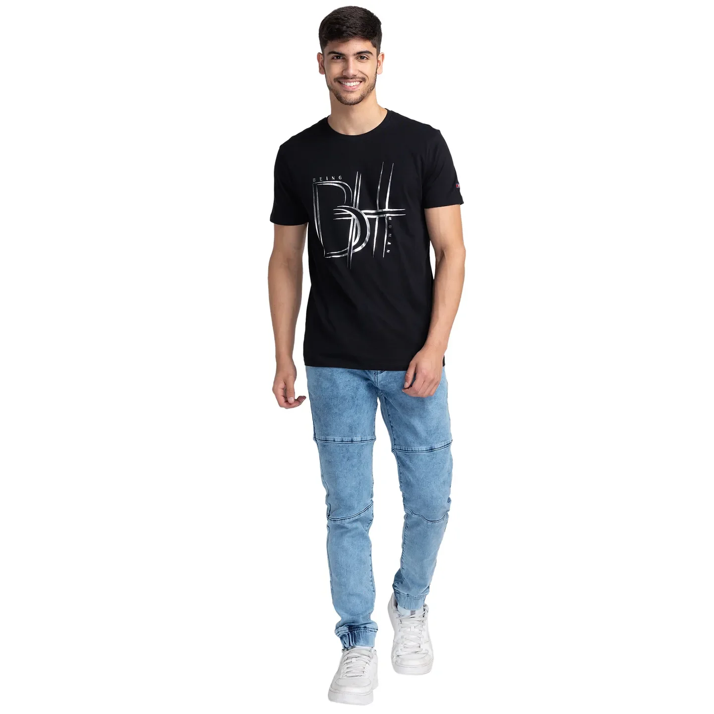 Black Regular Fit Men's Short Sleeves T-Shirt by Being Human Clothing - Image 2