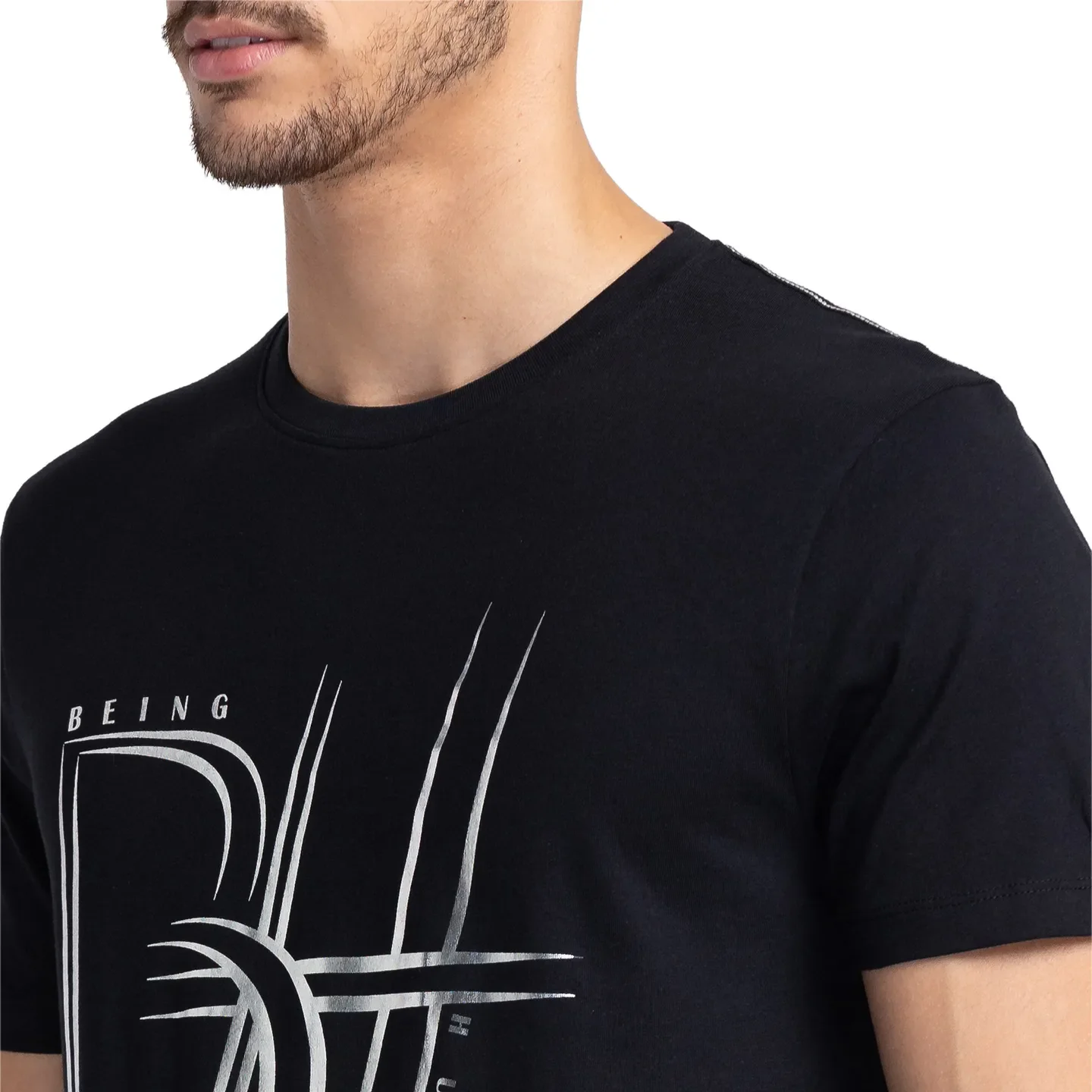 Black Regular Fit Men's Short Sleeves T-Shirt by Being Human Clothing - Image 5