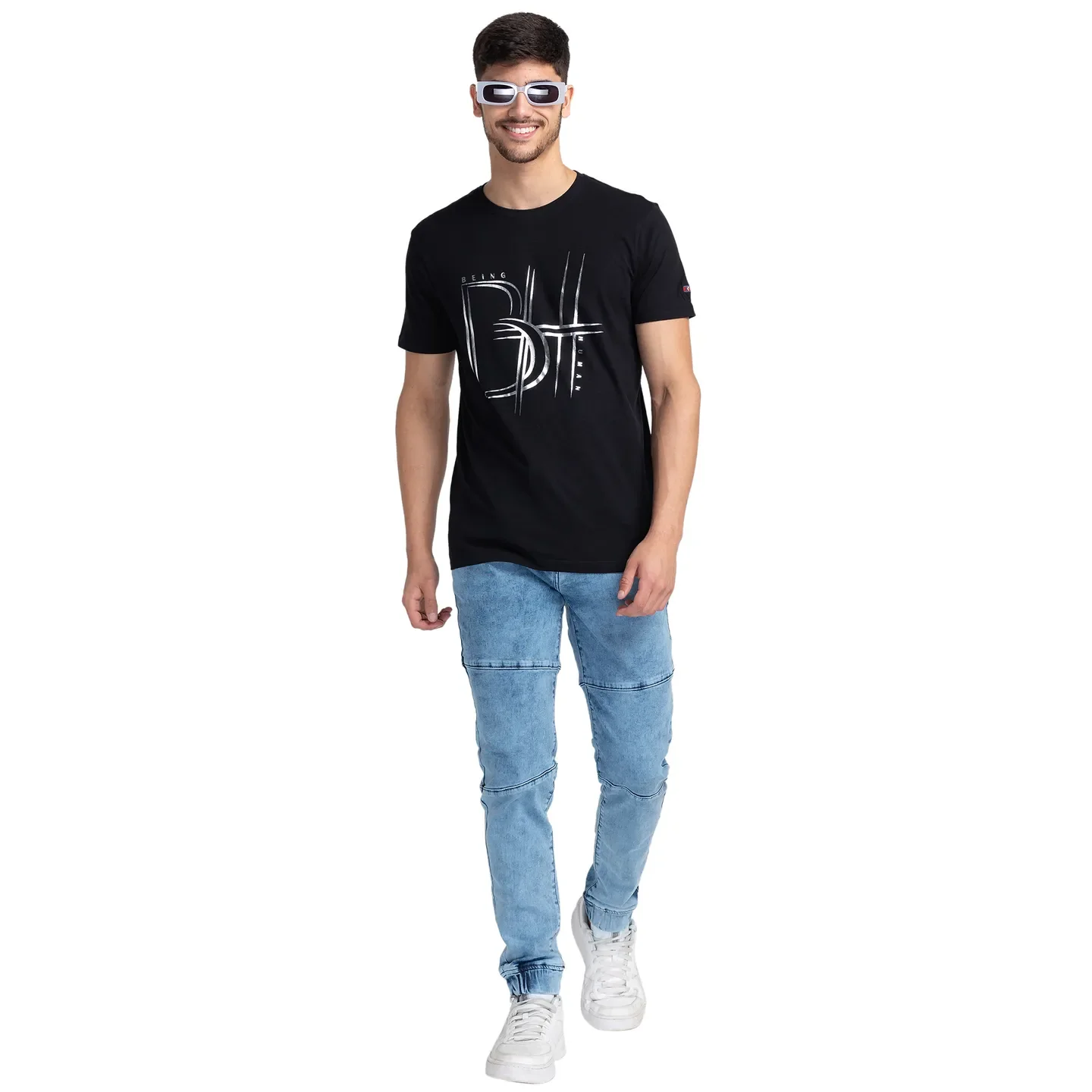 Black Regular Fit Men's Short Sleeves T-Shirt by Being Human Clothing - Image 6