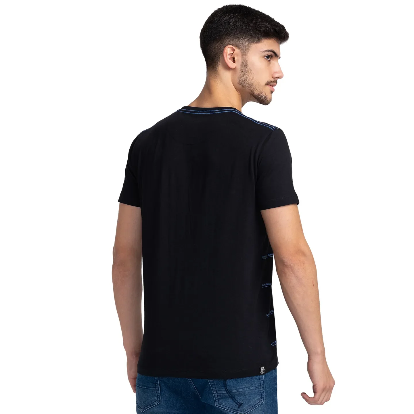 Black Regular Fit Men's Short Sleeves T-Shirt by Being Human Clothing - Image 3