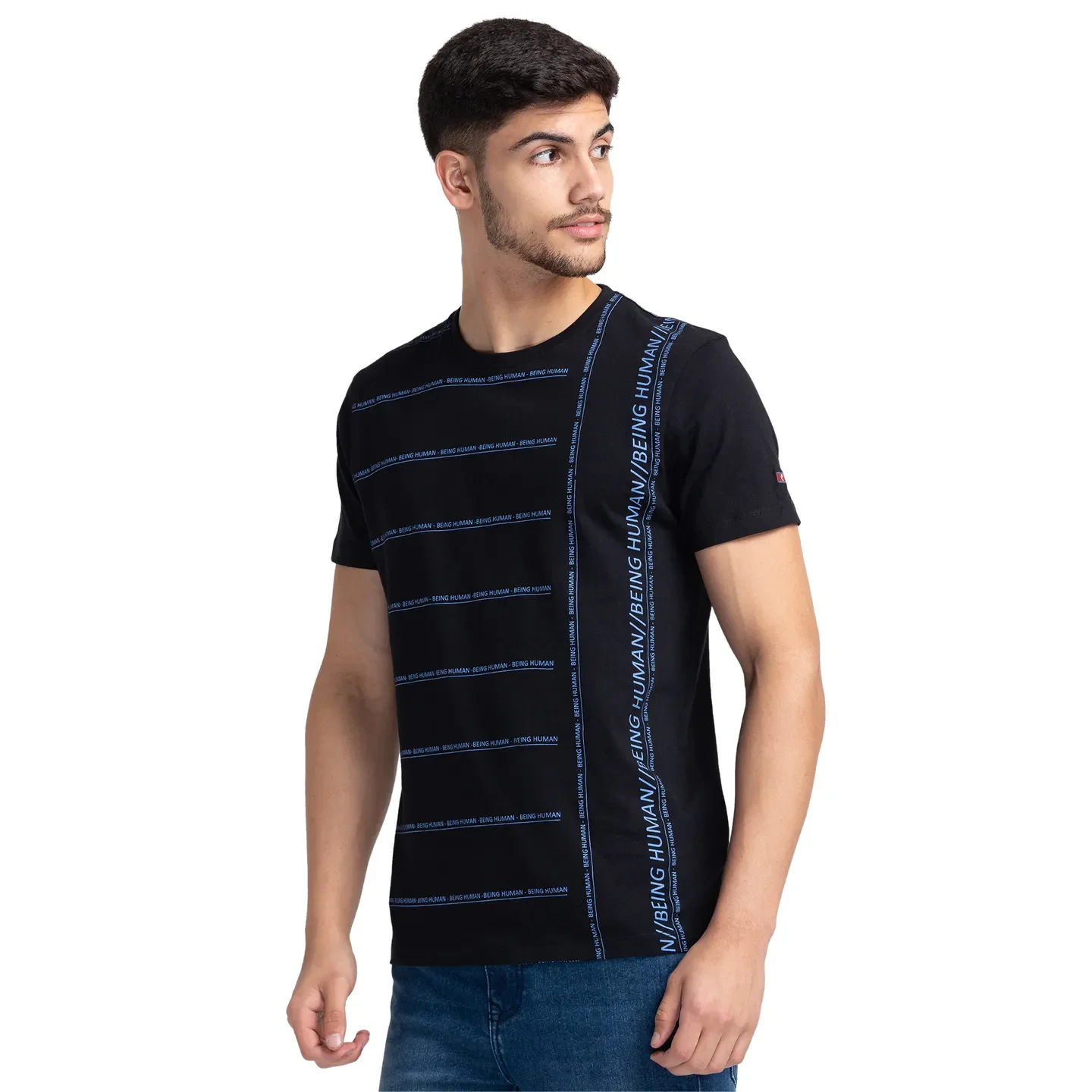 Black Regular Fit Men's Short Sleeves T-Shirt by Being Human Clothing - Image 4