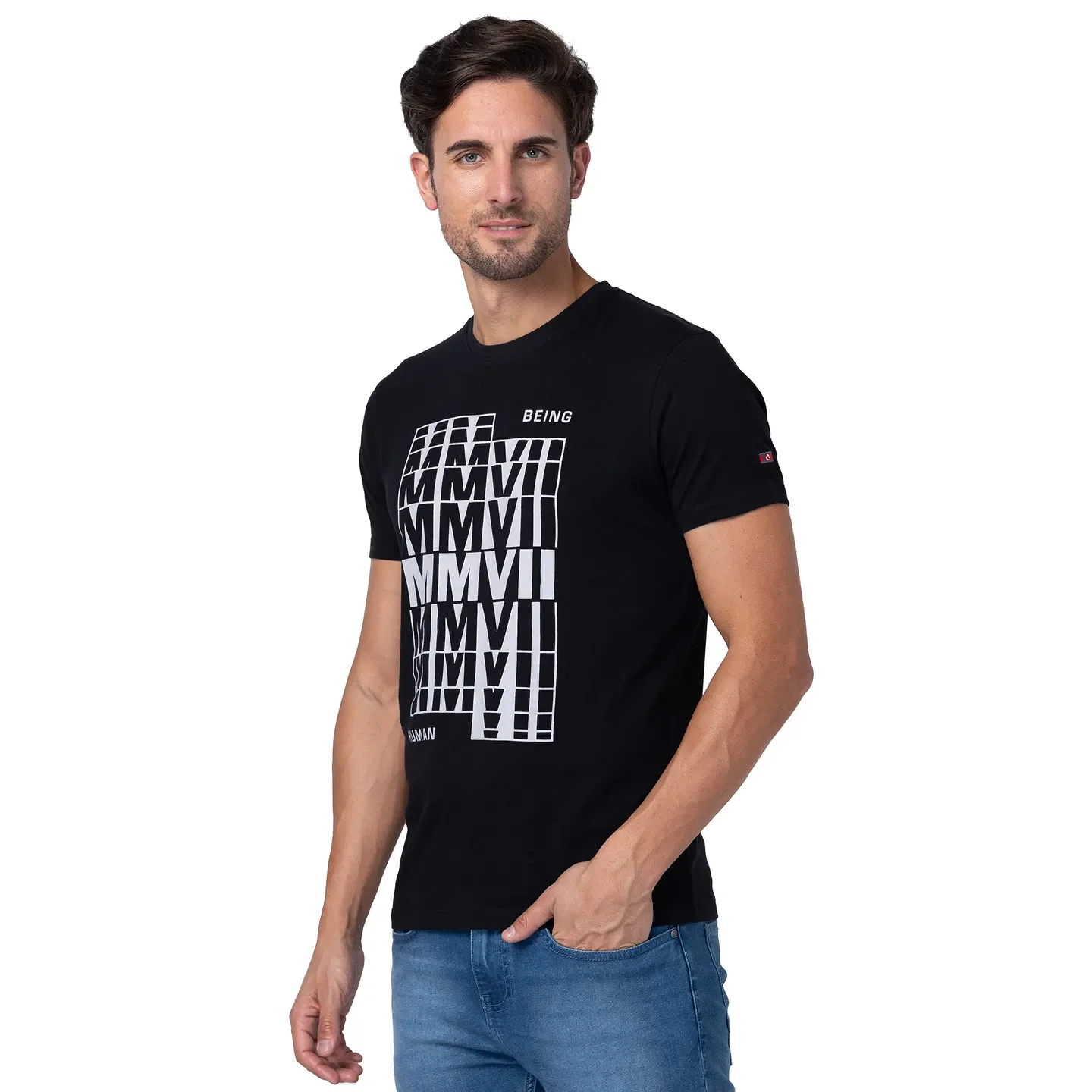 Black Regular Fit Men's Short Sleeves T-Shirt by Being Human Clothing - Image 4