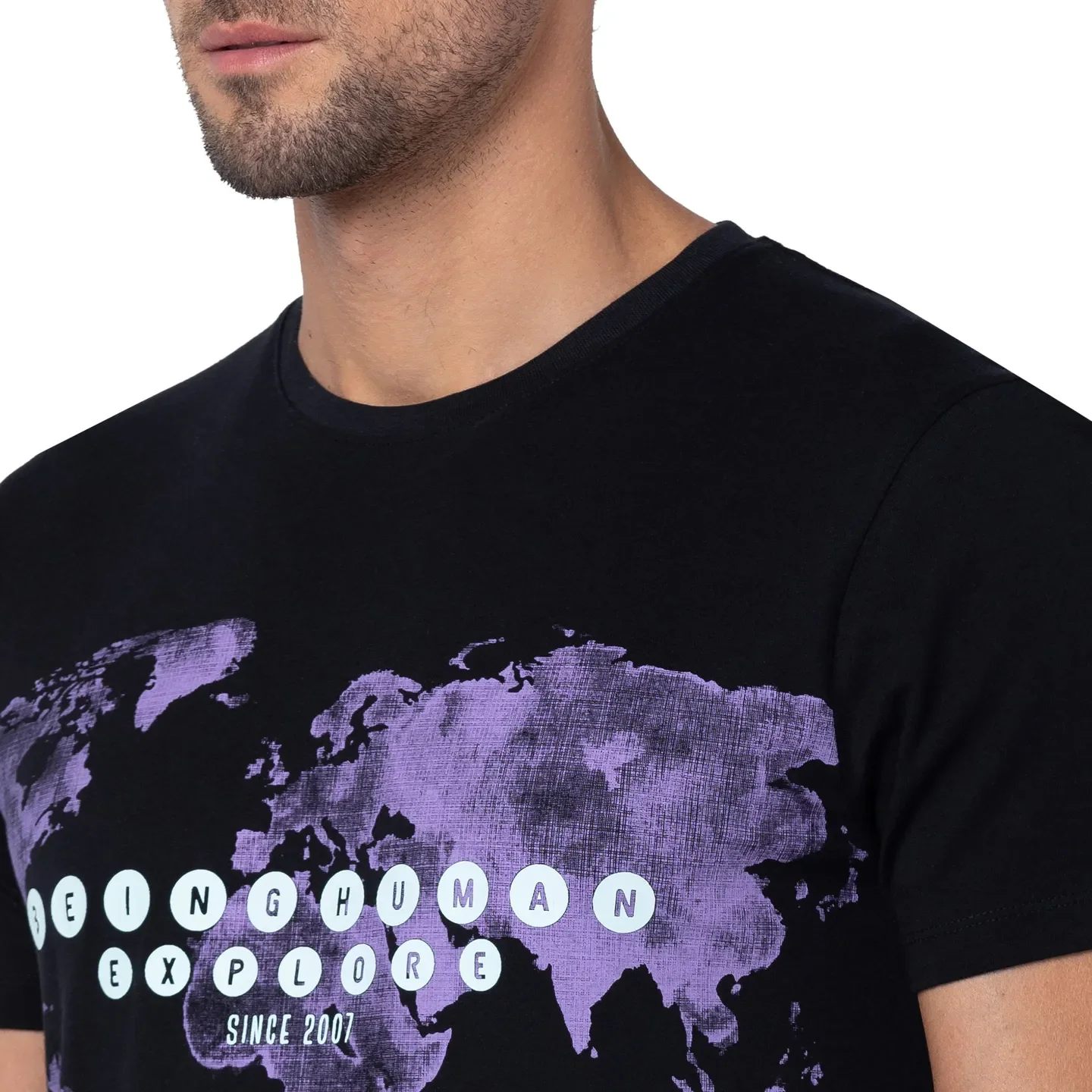 Black Regular Fit Men's Short Sleeves T-Shirt by Being Human Clothing - Image 5
