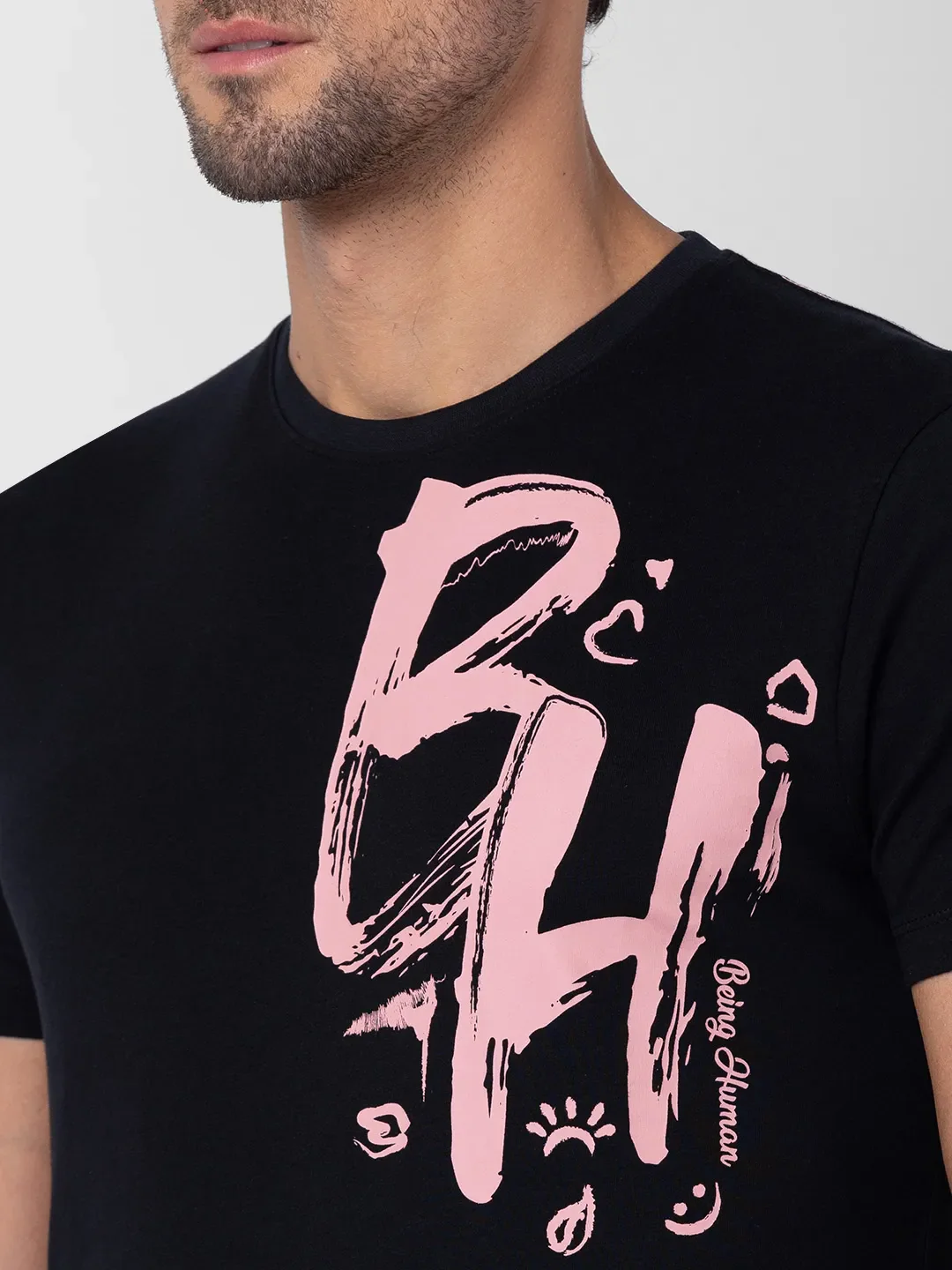Black Regular Fit Men's Short Sleeves T-Shirt by Being Human Clothing - Image 5