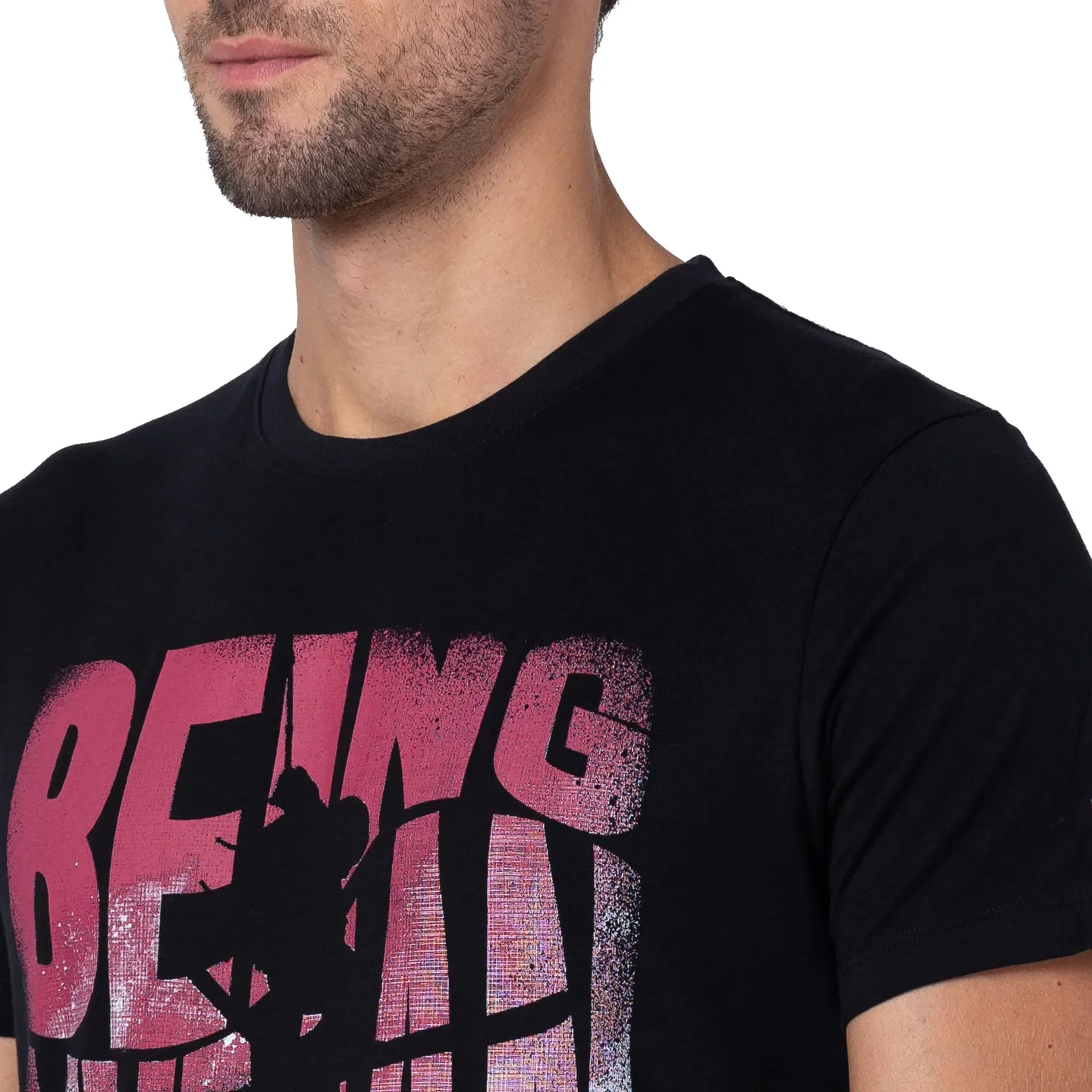 Black Regular Fit Men's Short Sleeves T-Shirt by Being Human Clothing - Image 5