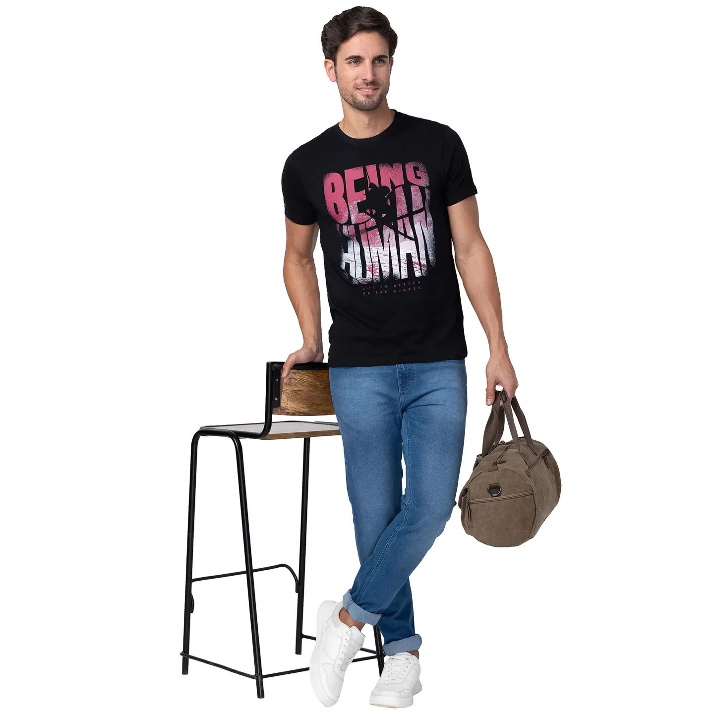 Black Regular Fit Men's Short Sleeves T-Shirt by Being Human Clothing - Image 6