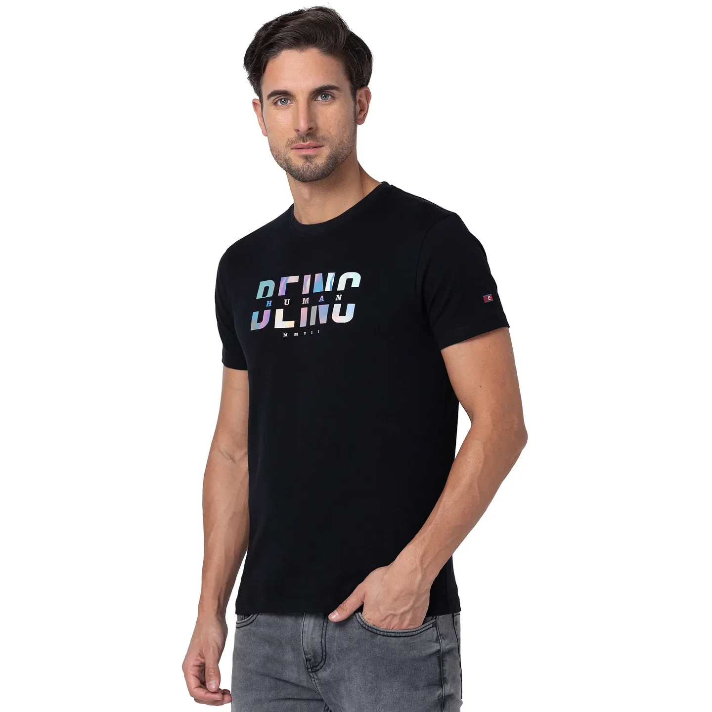 Black Regular Fit Men's Short Sleeves T-Shirt by Being Human Clothing - Image 4