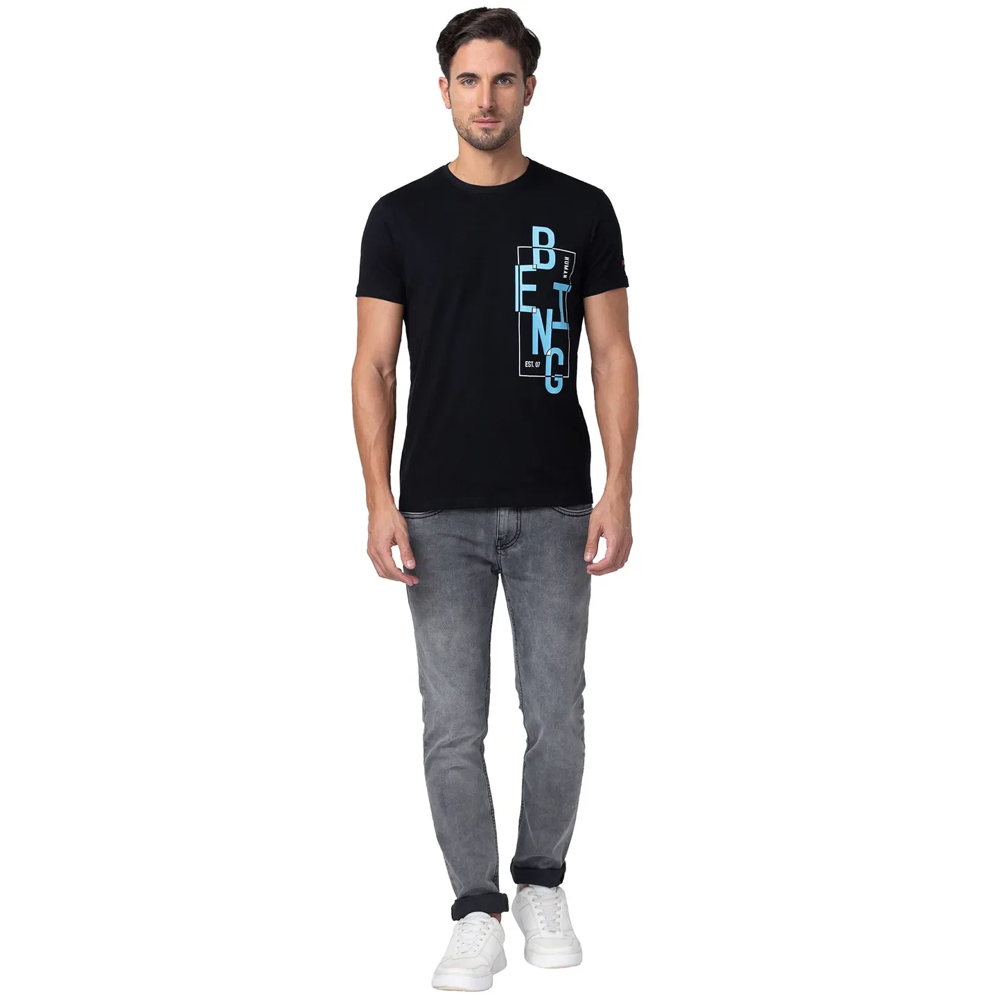 Black Regular Fit Men's Short Sleeves T-Shirt by Being Human Clothing - Image 2